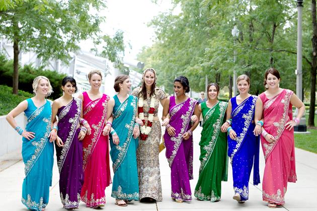 05Four-Day-Multicultural-Wedding-In-Chicago-Jen-Lynne-Photography-Bride-Bridesmaids-Saris