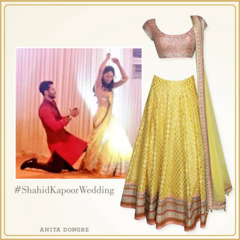 what-mira-wore-to-her-sangeet-yellow-anita-dongre-lehenga-shahid-kapoor-mira-rajput-wedding