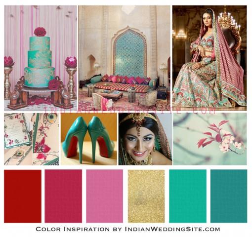 Indian Wedding Color Inspiration - Teal, Red and Pink
