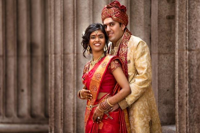 21a indian wedding portrait bride and groom