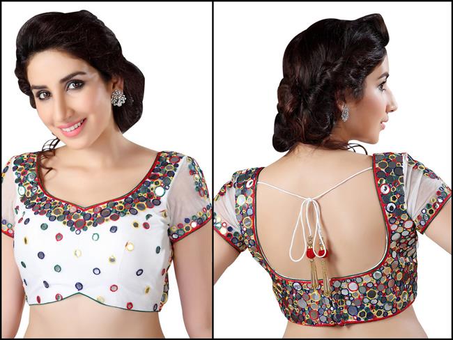 Saris and Things abhla choli mirror work sari blouse