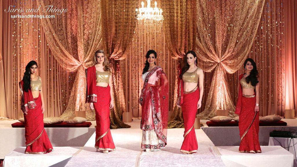 saris and things gold red ivory lengha sari