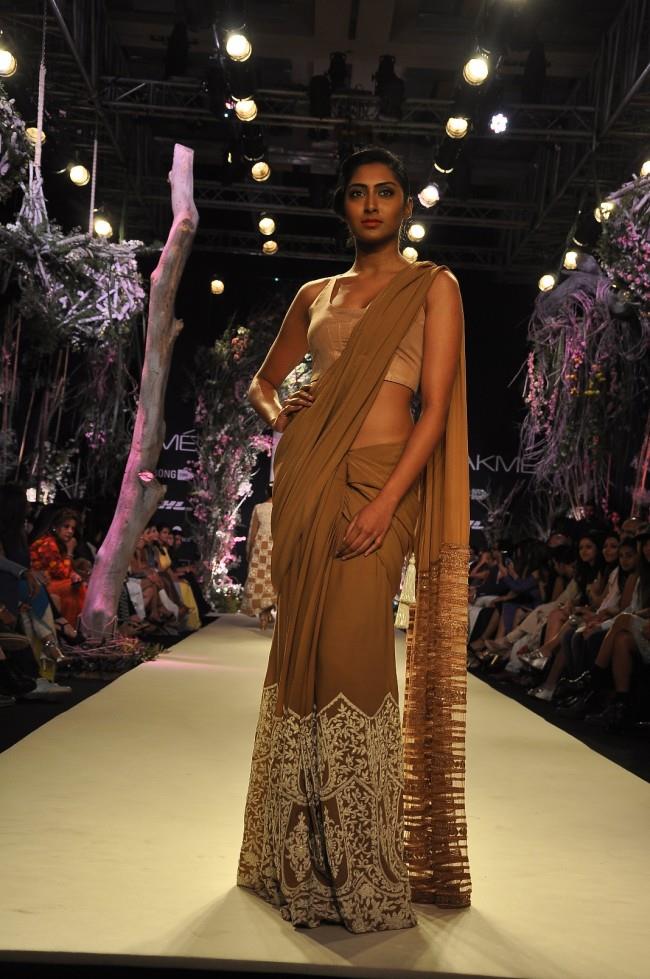 Lakme Summer Resort 2014 Manish Malhotra brown tan sari