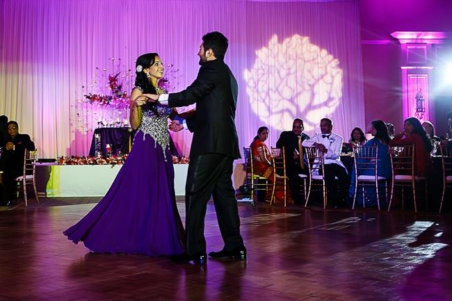 indian-wedding-bride-and-groom-first-dance-purple-lengha