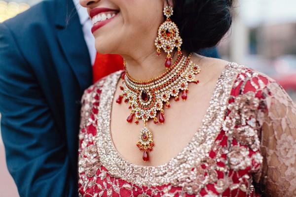 29a Indian reception bridal red jewelry