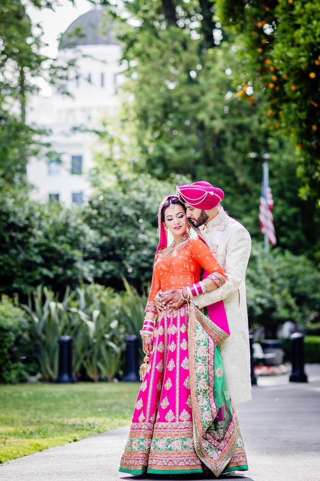 Sikh Punjabi Indian bride and groom wedding portrait