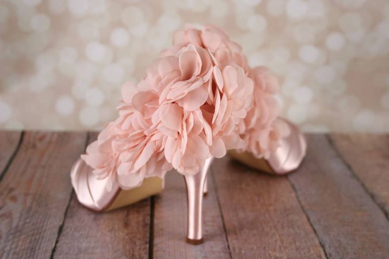 chiffon wedding shoes blush