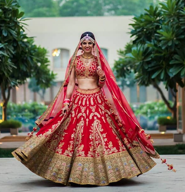 classic red lehenga