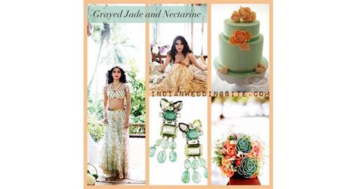 Indian Wedding Inspiration Pantone Spring Colors Grayed Jade and Nectarine