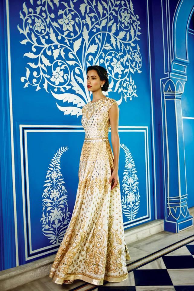 Anita Dongre Festive 2014 collection gold lengha 2