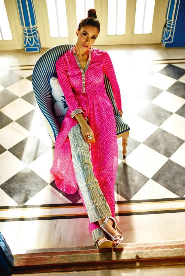 Anita Dongre Festive 2014 collection pink printed pant suit 7