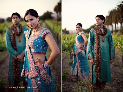 Blue and Green Peacock Sangeet in Pleasanton California Vineyard - 1