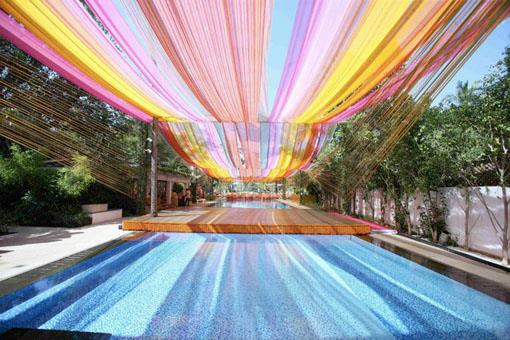 Bright Pink and Orange Outdoor Mehendi Party