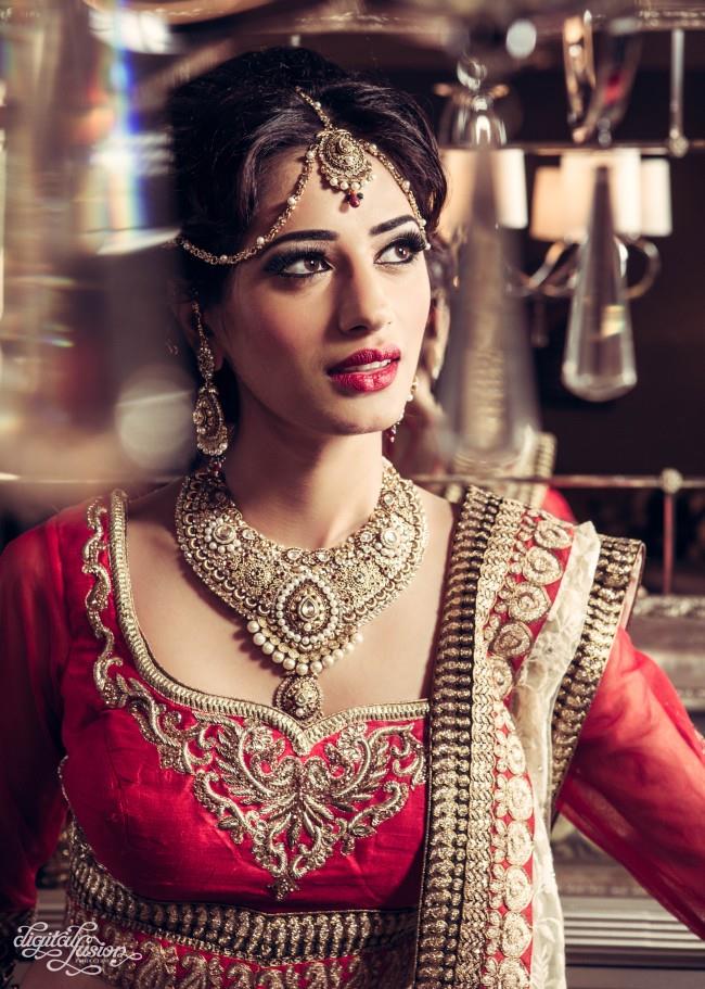 indian bridal lengha and jewelry
