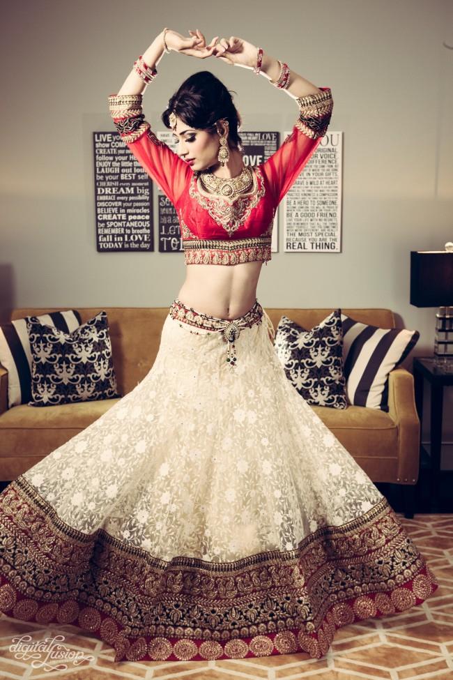 indian bridal shoot dancing pose
