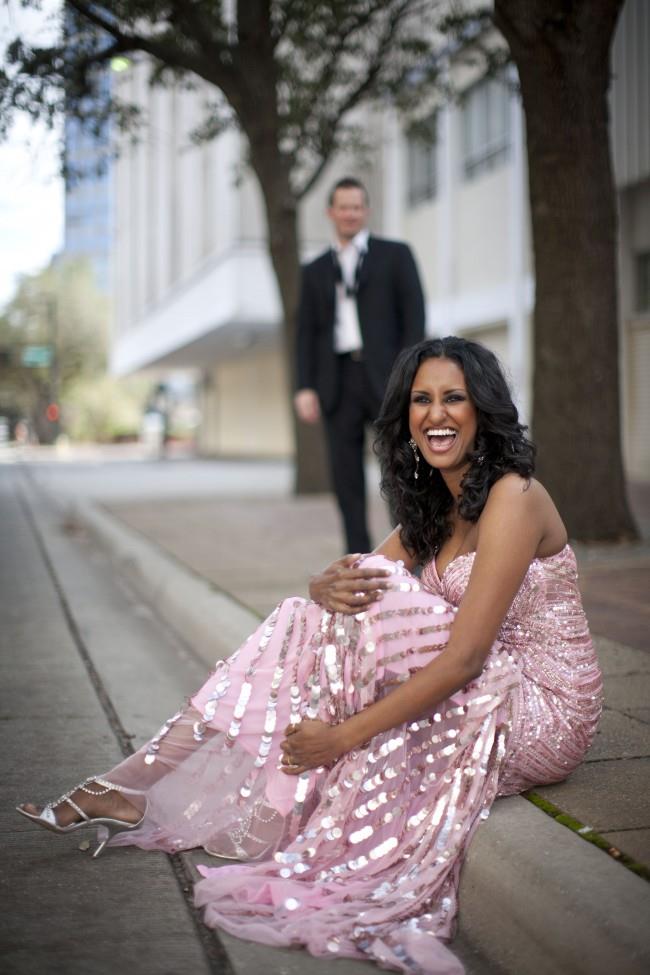 3 outdoor pink long gown engagement session strappy shoes