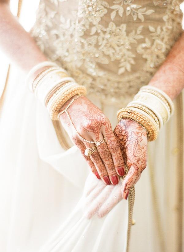 indian bride ivory gold pearl mehndi
