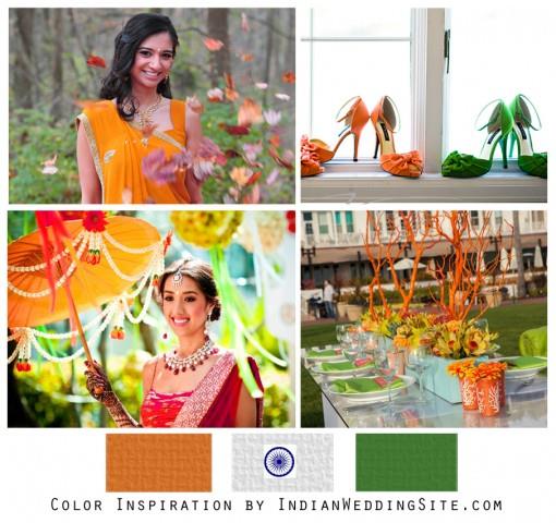 Indian Independence Day Wedding Color Inspiration - Orange Green and White