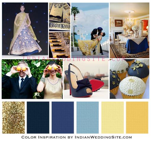 Indian Wedding Color Inspiration - Navy Blue, Butter Yellow and Antique Gold