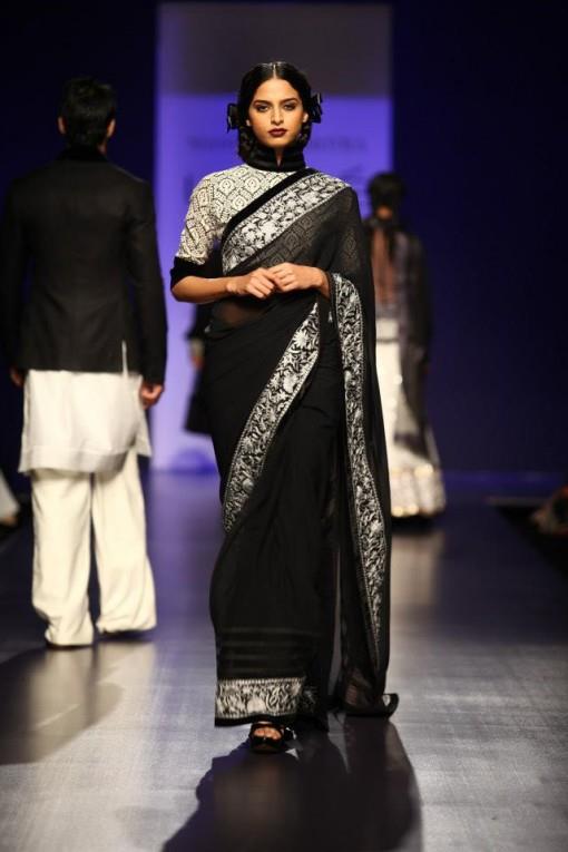 manish malhotra black silver lengha