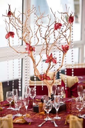 Shalini Vadhera Tony Potts Reception Crystal Tree Centerpiece