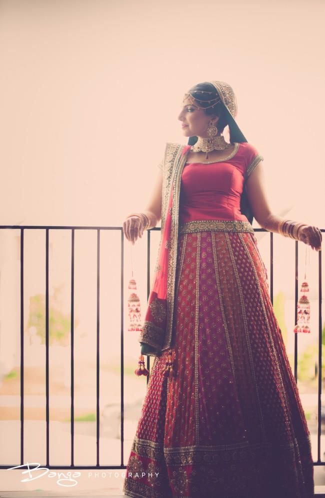 5a indian bridal lenga pink and orange