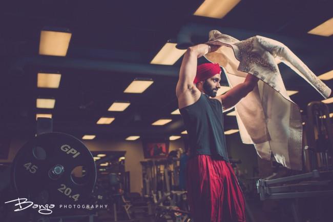 9a indian groom getting ready gym