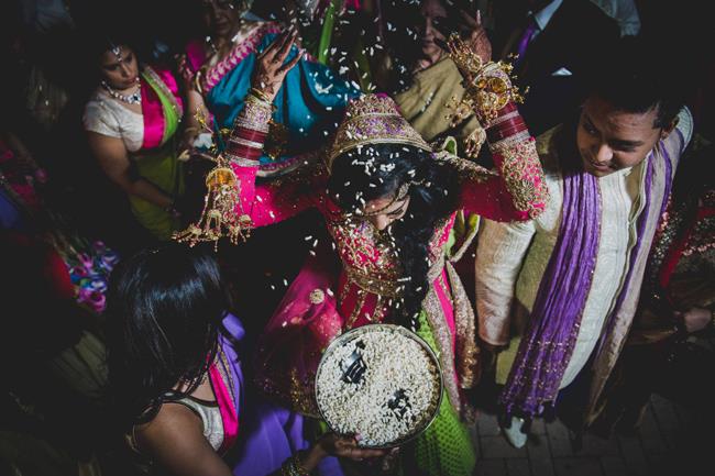 indian wedding bride and groom dholi