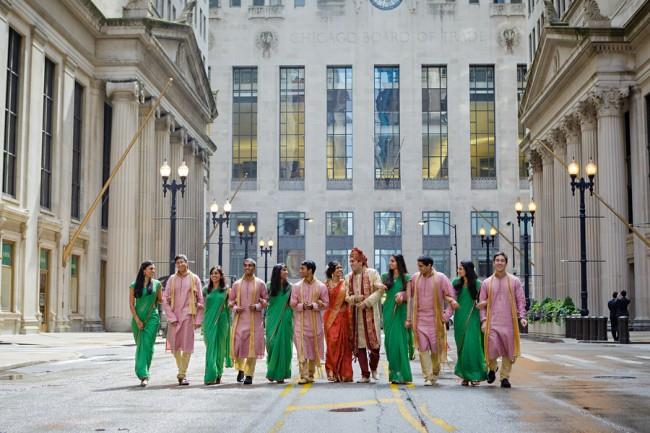 18a indian wedding outdoor bridal party portrait