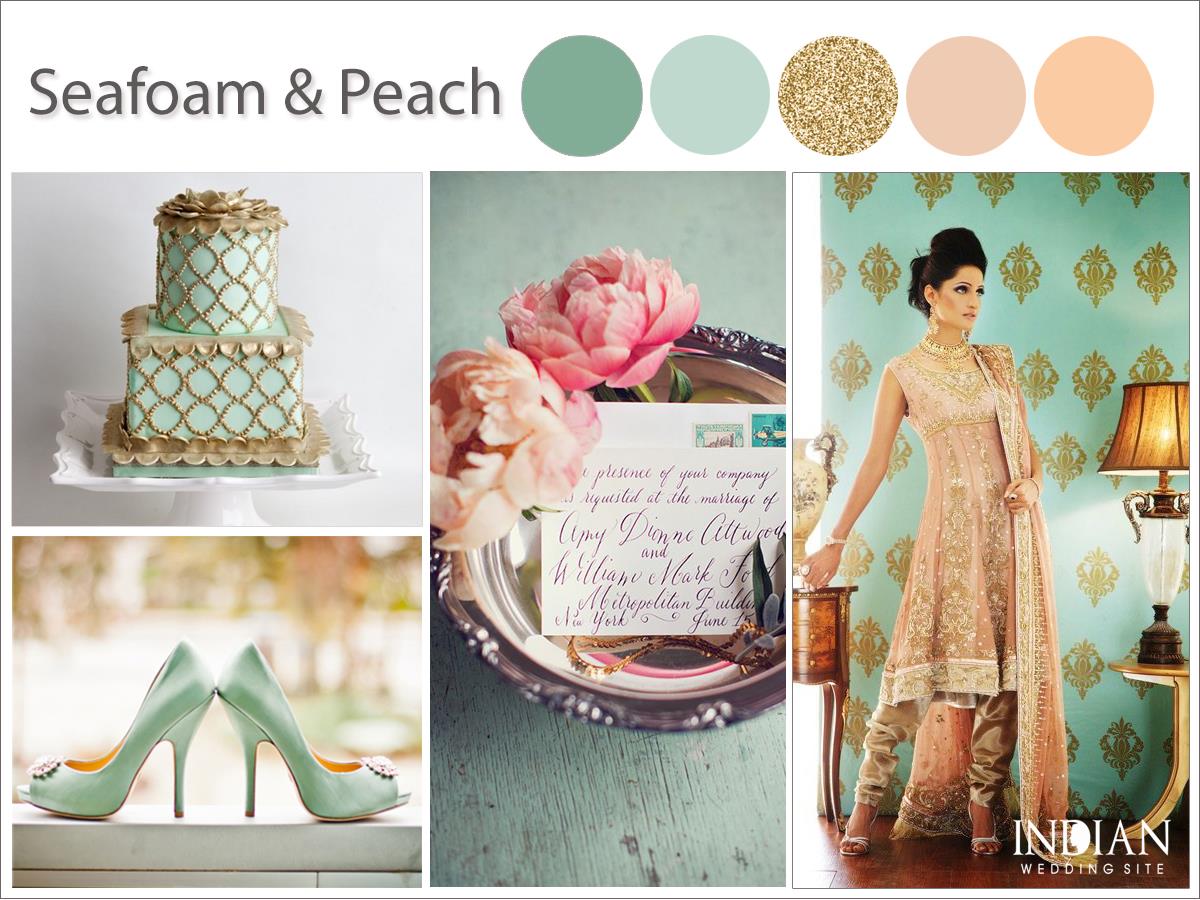 seafoam peach indian wedding palette