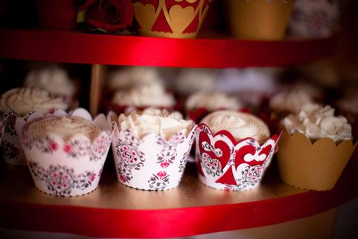 Red and Gold Cupcakes on Tower