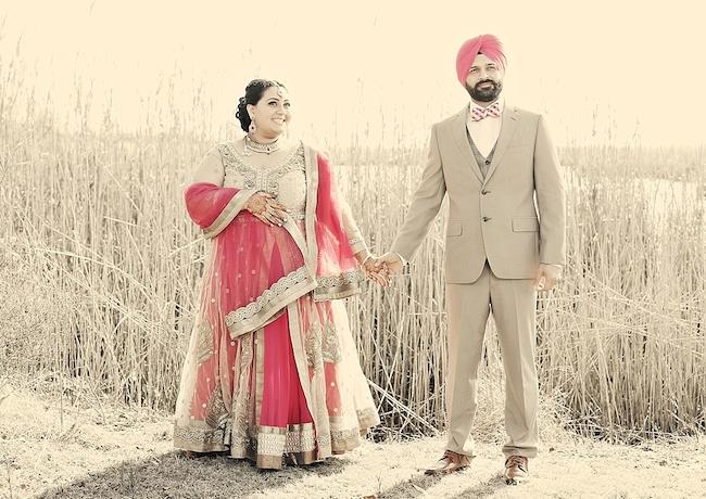 sikh engagement outdoor portrait