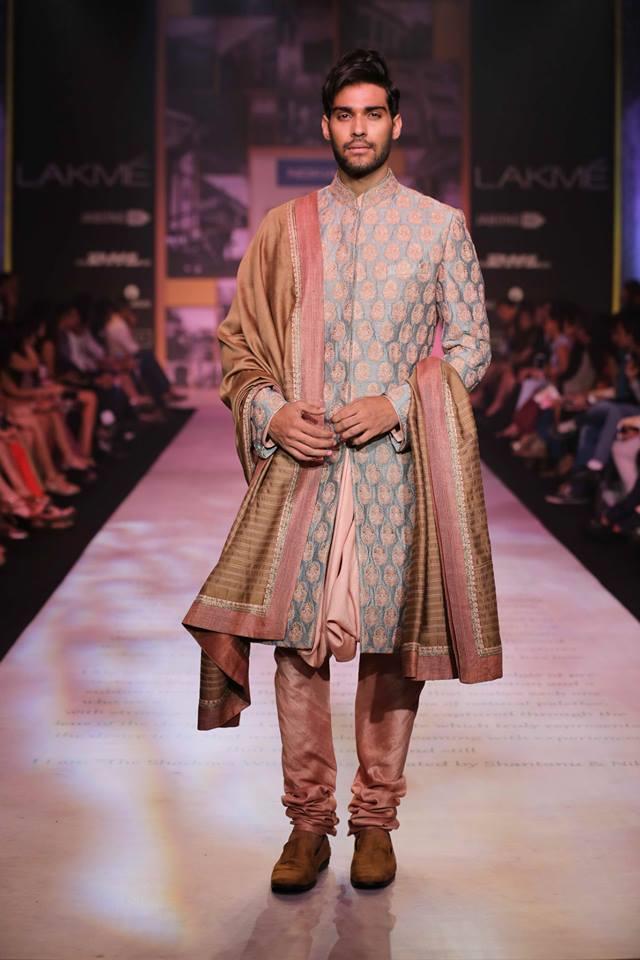 Shantanu & Nikhil Lakme Fashion Week Summer 2014 pink blue shervani