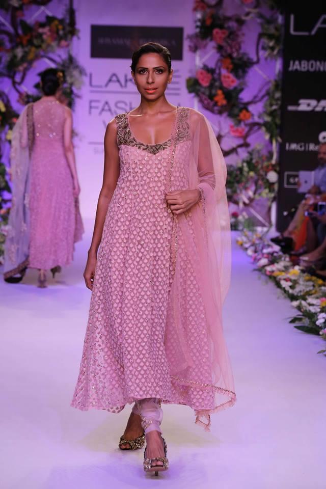 Shyamal & Bhumika Lakme Fashion Week Summer Resort 2014 Indian wedding pink churidar suit