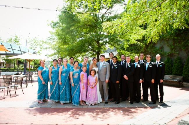 9f Indian wedding bridal party turquoise sari bridesmaid