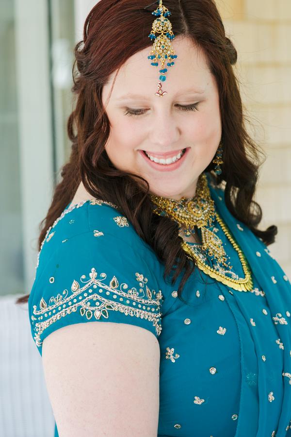 7a indian wedding blue lengha and jewelry