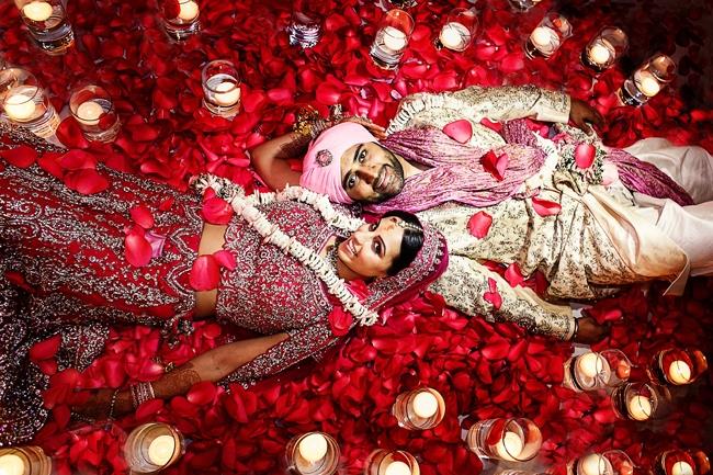 indian-wedding-rose-petal-bride-and-groom-portrait